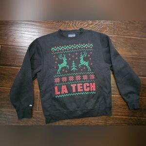 Jansport Louisiana Tech Christmas Fleece Lined Crewneck Black Sweater Large